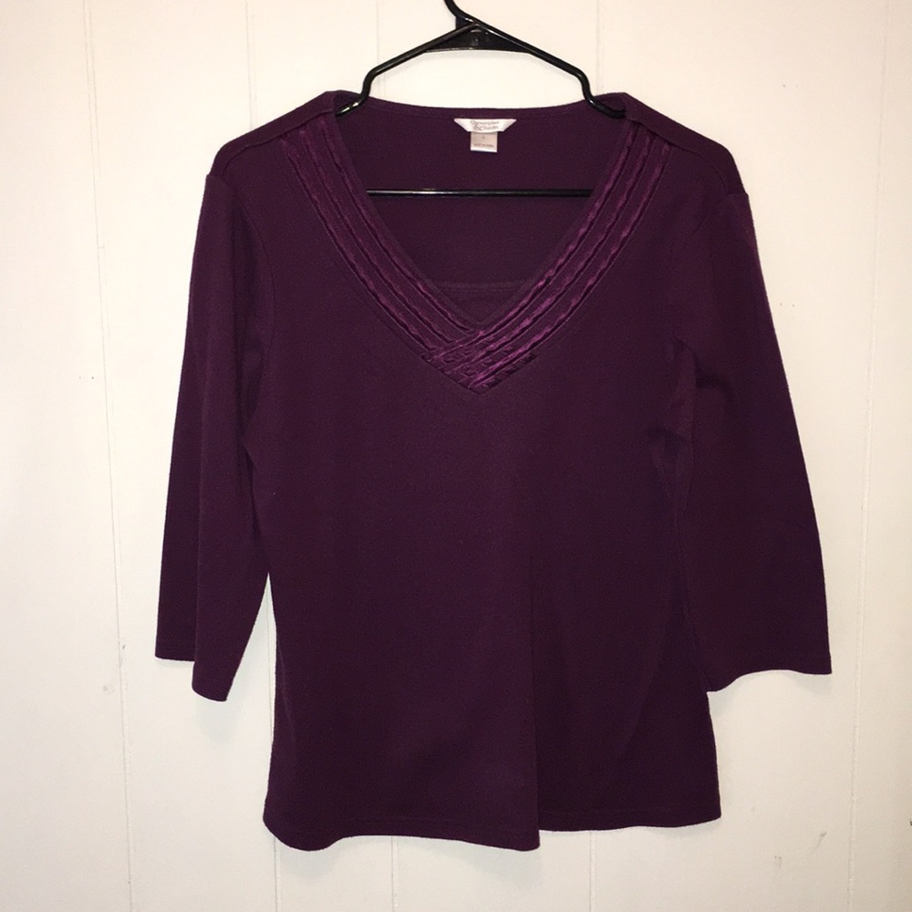 3/4 sleeve Purple Dress Shirt